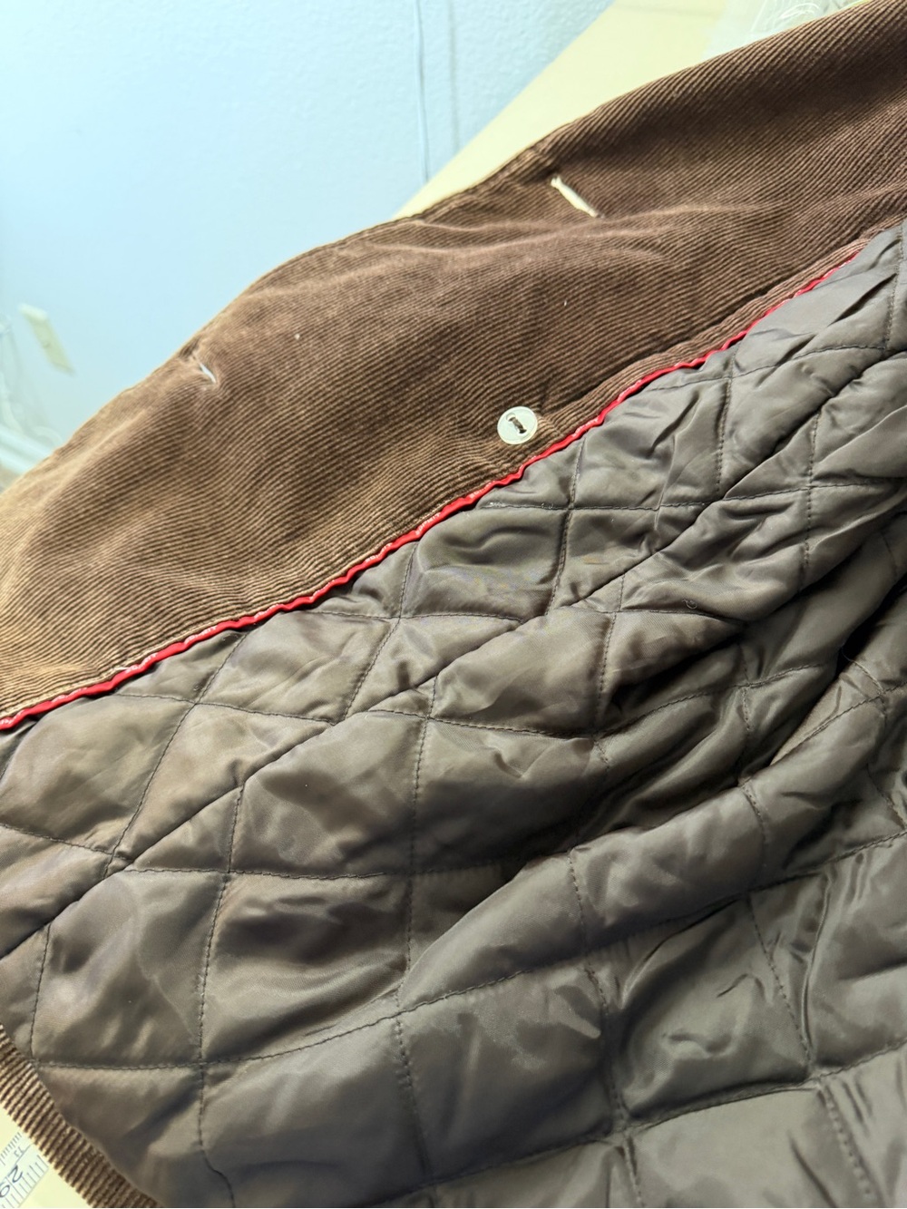 Esprit Brown Corduroy Double-Breasted Pea Coat - Picture 11 of 16
